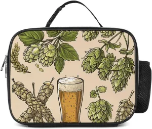 Lunch Bag Hops And Beer Lunch Box for Women Men Reusable Insulated Lunch Tote Bag Portable Lunchbox