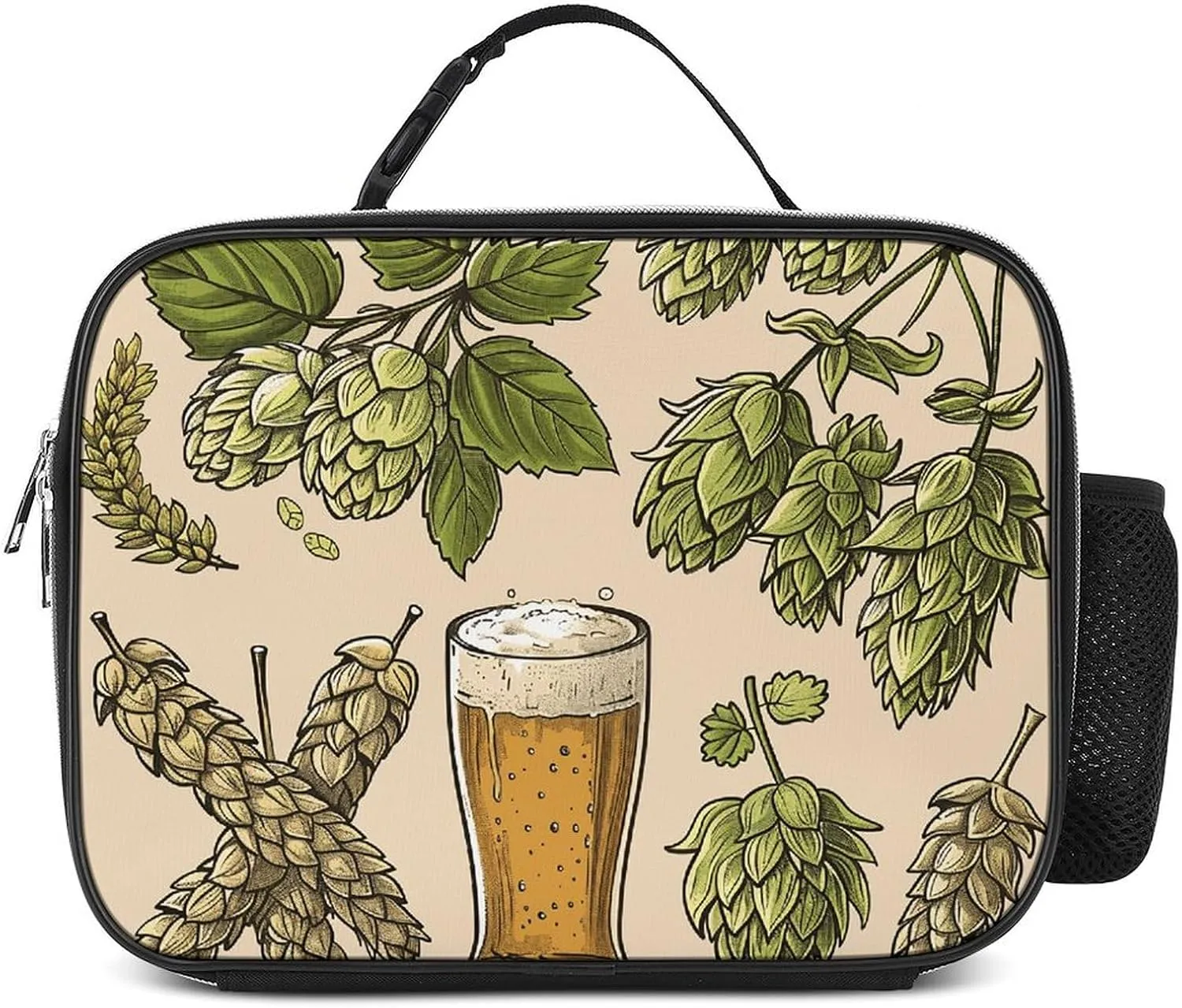 Lunch Bag Hops And Beer Lunch Box for Women Men Reusable Insulated Lunch Tote Bag Portable Lunchbox