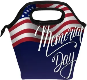 Lunch Bag Lunch Tote Lunch Box Bag with Shoulder Straps Memorial Day Multifunctional Handbag Suitable for Travel Picnic Office