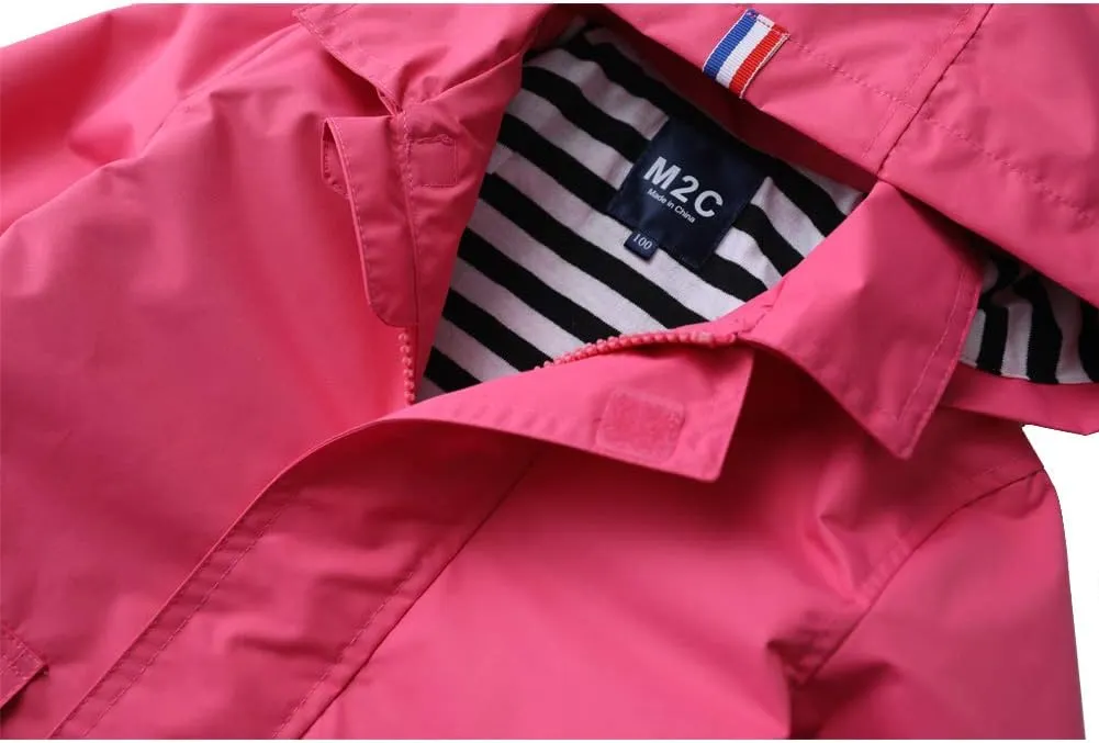 M2C Boys Girls Hooded Cotton Lined Rain Jacket Light Windbreaker