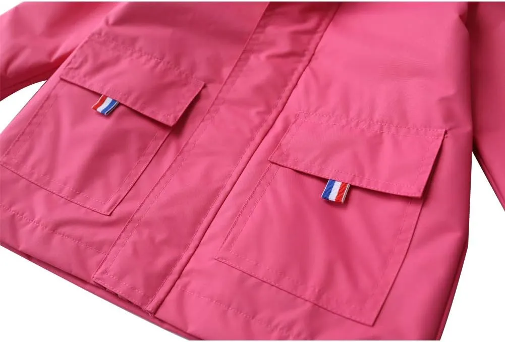 M2C Boys Girls Hooded Cotton Lined Rain Jacket Light Windbreaker