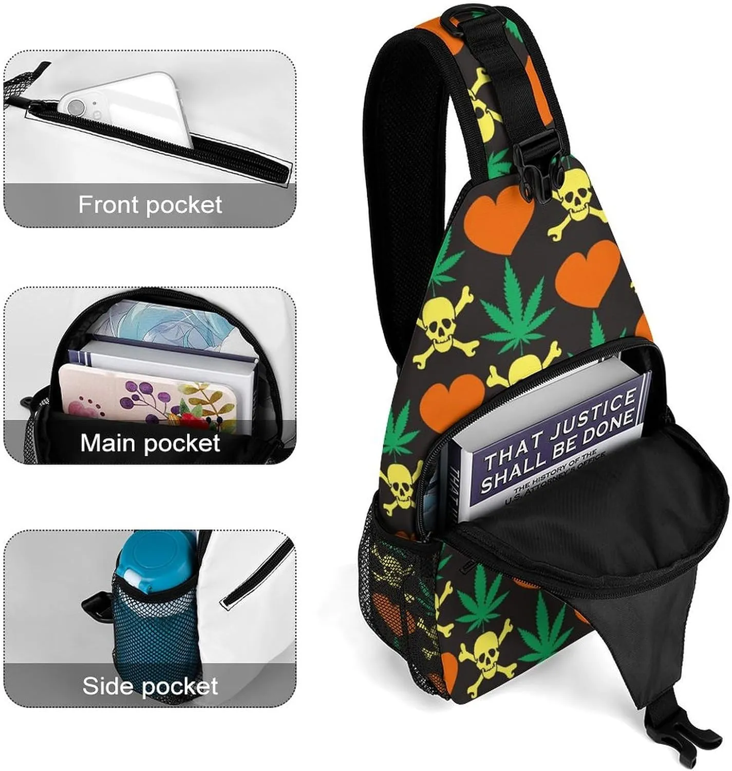 Marijuana Cannabis Versatile And Convenient Multipurpose Crossbody Bag - Perfect for Travel And Hiking