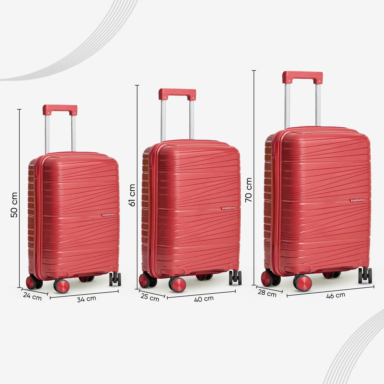 Maroon Mirage Luggage Set of 3 – Lightweight, Durable Hard Shell Suitcases with Spinner Wheels (20", 24", 28")