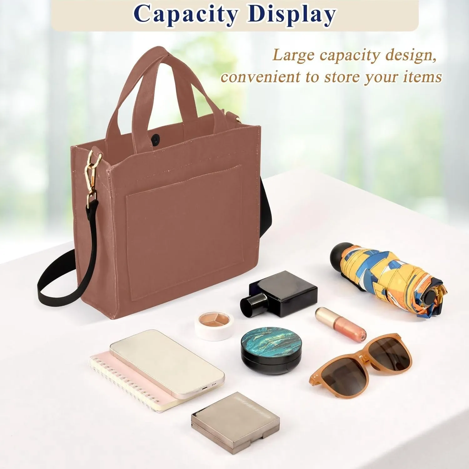 MCHIVER Tote Bag for Women with Inner Zipper Pockets Corduroy Crossbody Totes for Work Travel Office 13.7 * 4.9 * 12.2 IN