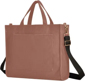 MCHIVER Tote Bag for Women with Inner Zipper Pockets Corduroy Crossbody Totes for Work Travel Office 13.7 * 4.9 * 12.2 IN