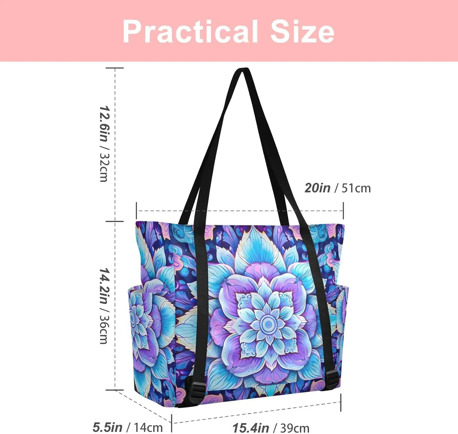 MCHIVER Yoga Bag for Women Men Large Yoga Mat Bag with Adjustable Strap Workout Bags Totes for Pilates Yoga Travel