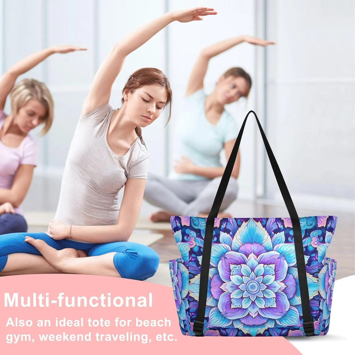 MCHIVER Yoga Bag for Women Men Large Yoga Mat Bag with Adjustable Strap Workout Bags Totes for Pilates Yoga Travel