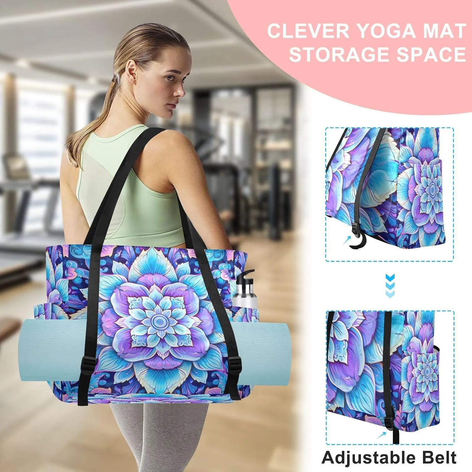 MCHIVER Yoga Bag for Women Men Large Yoga Mat Bag with Adjustable Strap Workout Bags Totes for Pilates Yoga Travel
