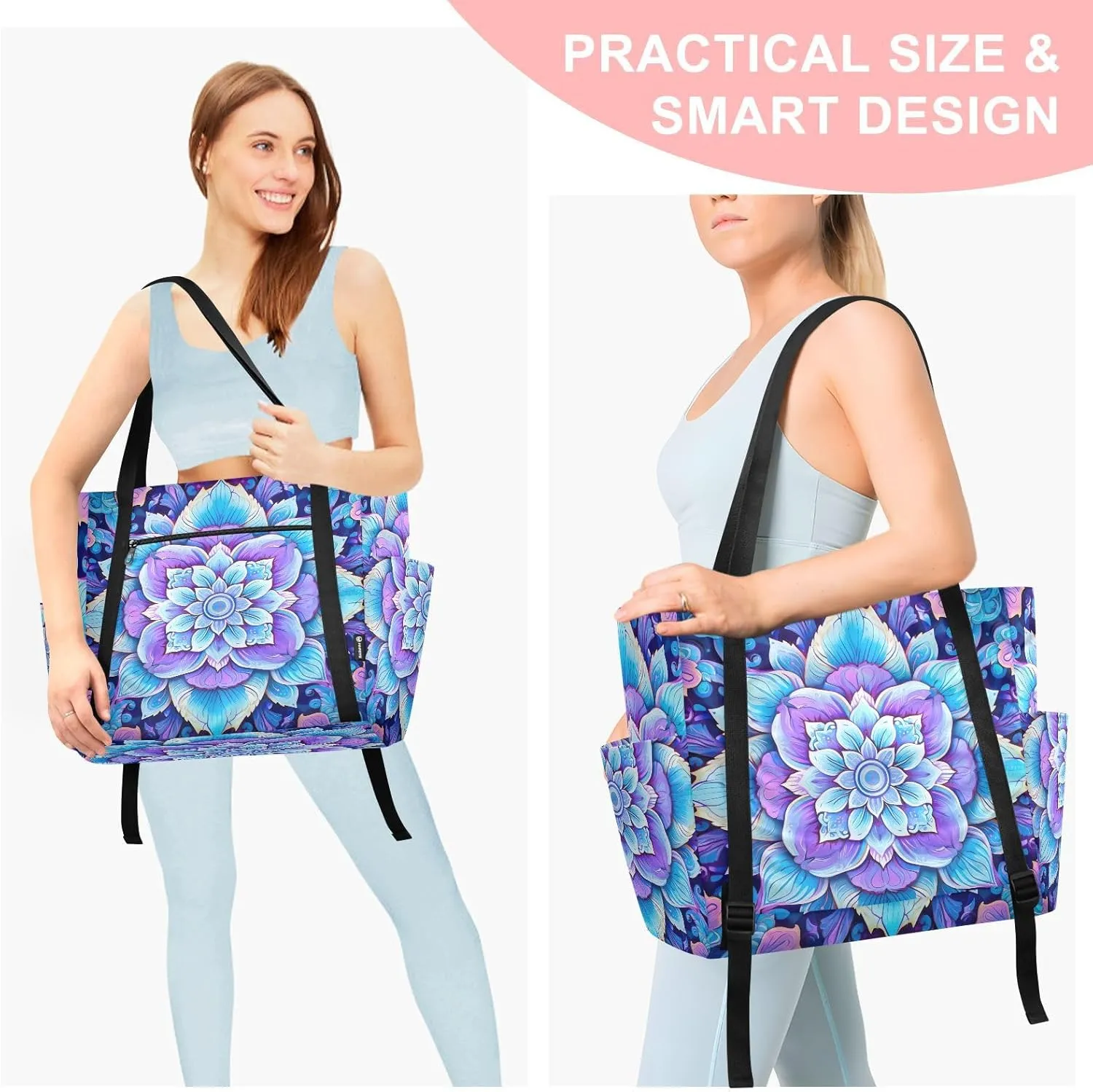 MCHIVER Yoga Bag for Women Men Large Yoga Mat Bag with Adjustable Strap Workout Bags Totes for Pilates Yoga Travel