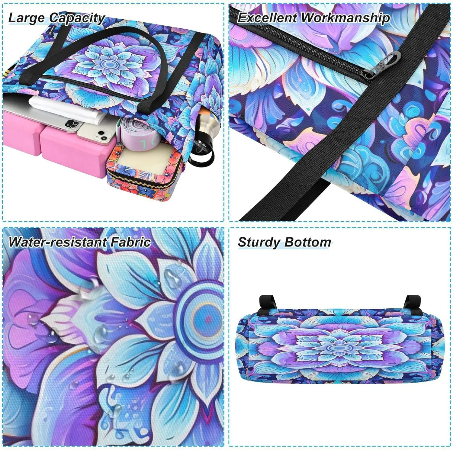 MCHIVER Yoga Bag for Women Men Large Yoga Mat Bag with Adjustable Strap Workout Bags Totes for Pilates Yoga Travel