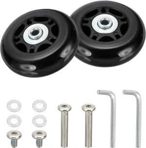 MECCANIXITY Luggage Wheels Replacement 68x24mm PU Suitcase Wheels Repair Kit Smooth Trolley Replacement Swivel Caster for Inline Skate Trolley Bag (Black, Pack of 2)