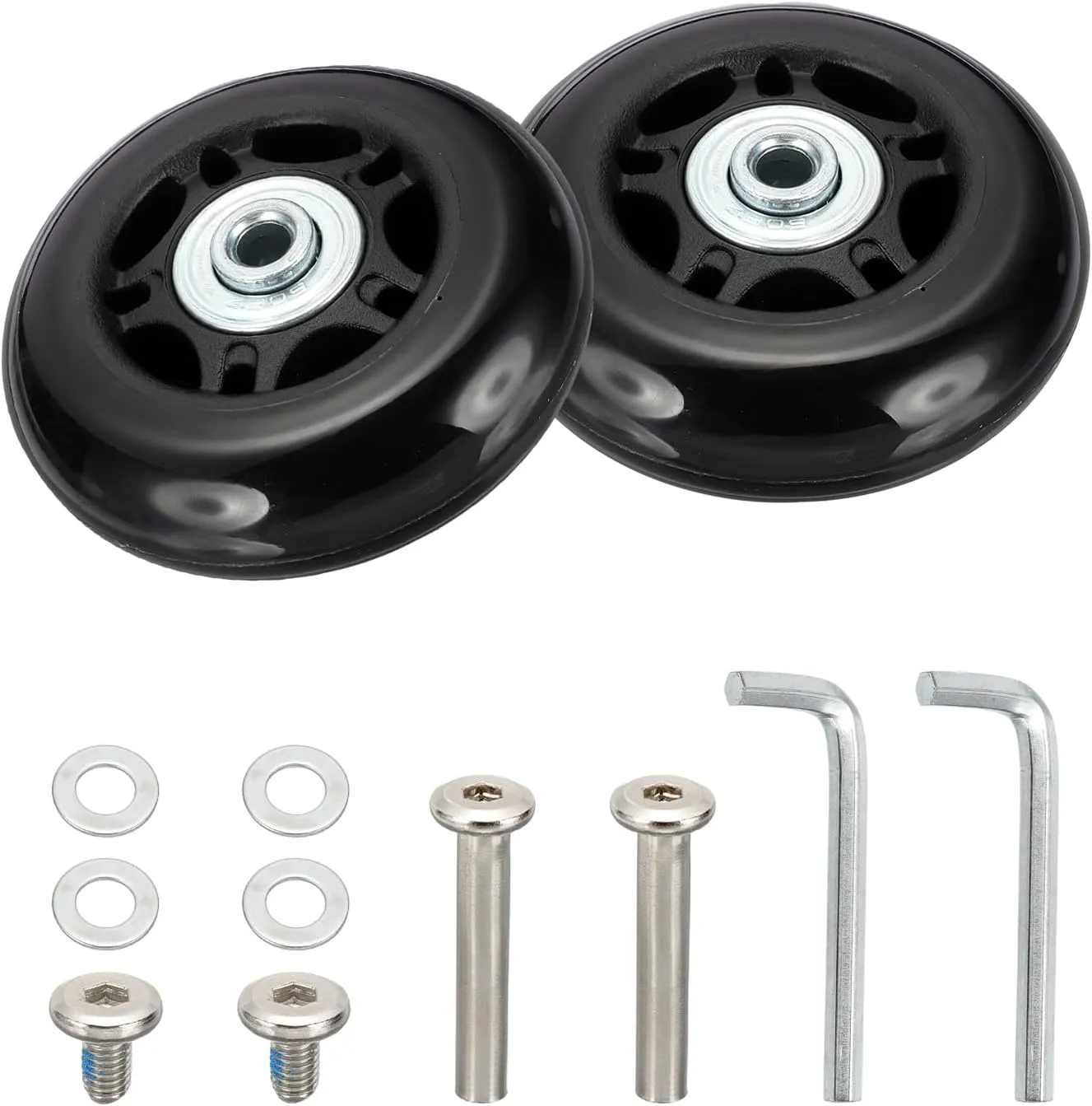 MECCANIXITY Luggage Wheels Replacement 68x24mm PU Suitcase Wheels Repair Kit Smooth Trolley Replacement Swivel Caster for Inline Skate Trolley Bag (Black, Pack of 2)