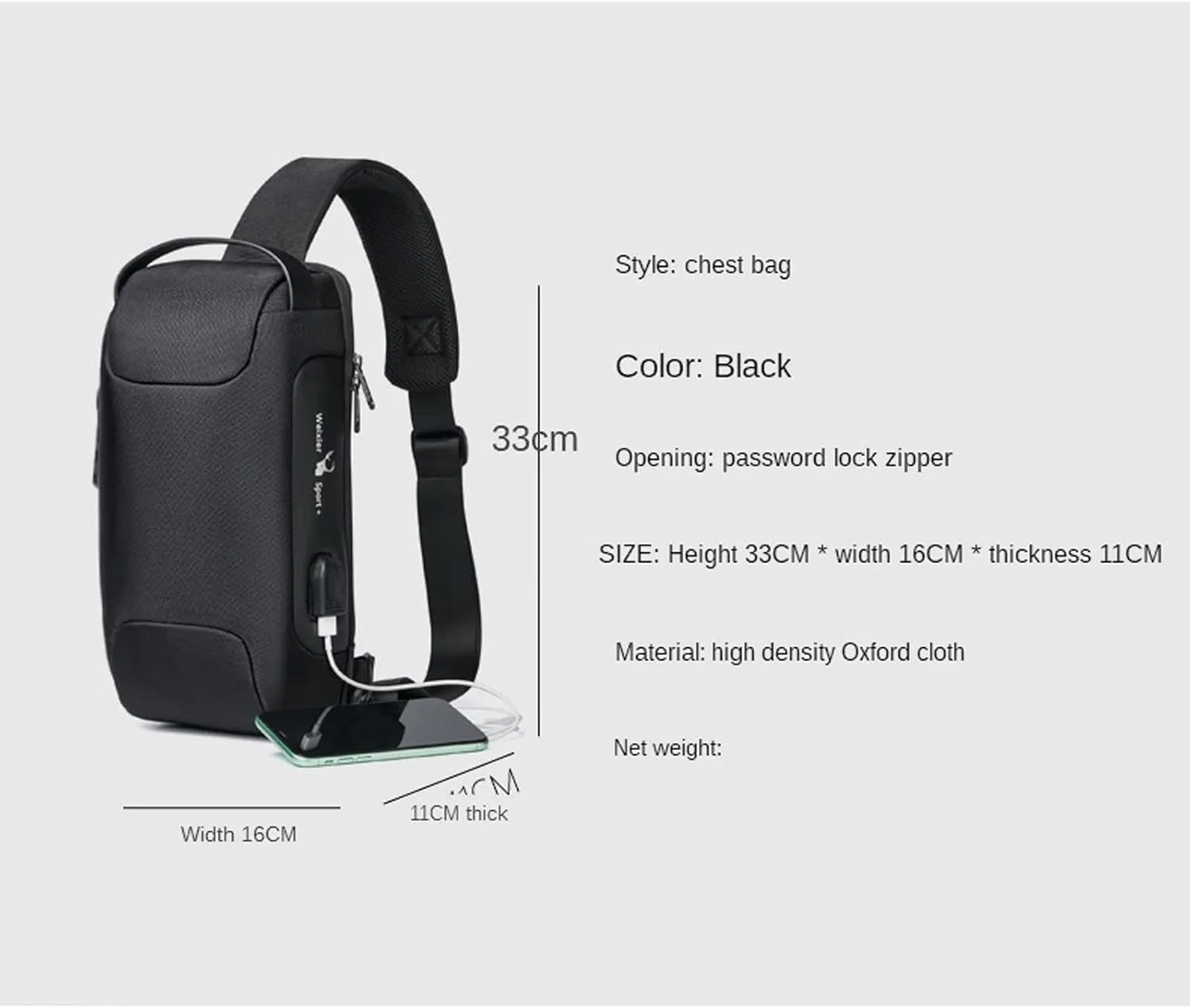 Men's Anti-theft Messenger Bag Waterproof Oxford Cloth Sports Messenger Bag Men's Chest Bag