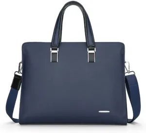Men's Briefcase Real Calfskin Leather Laptop Bags Messenger Bags Multi-Pocket Business Work Shoulder Bag