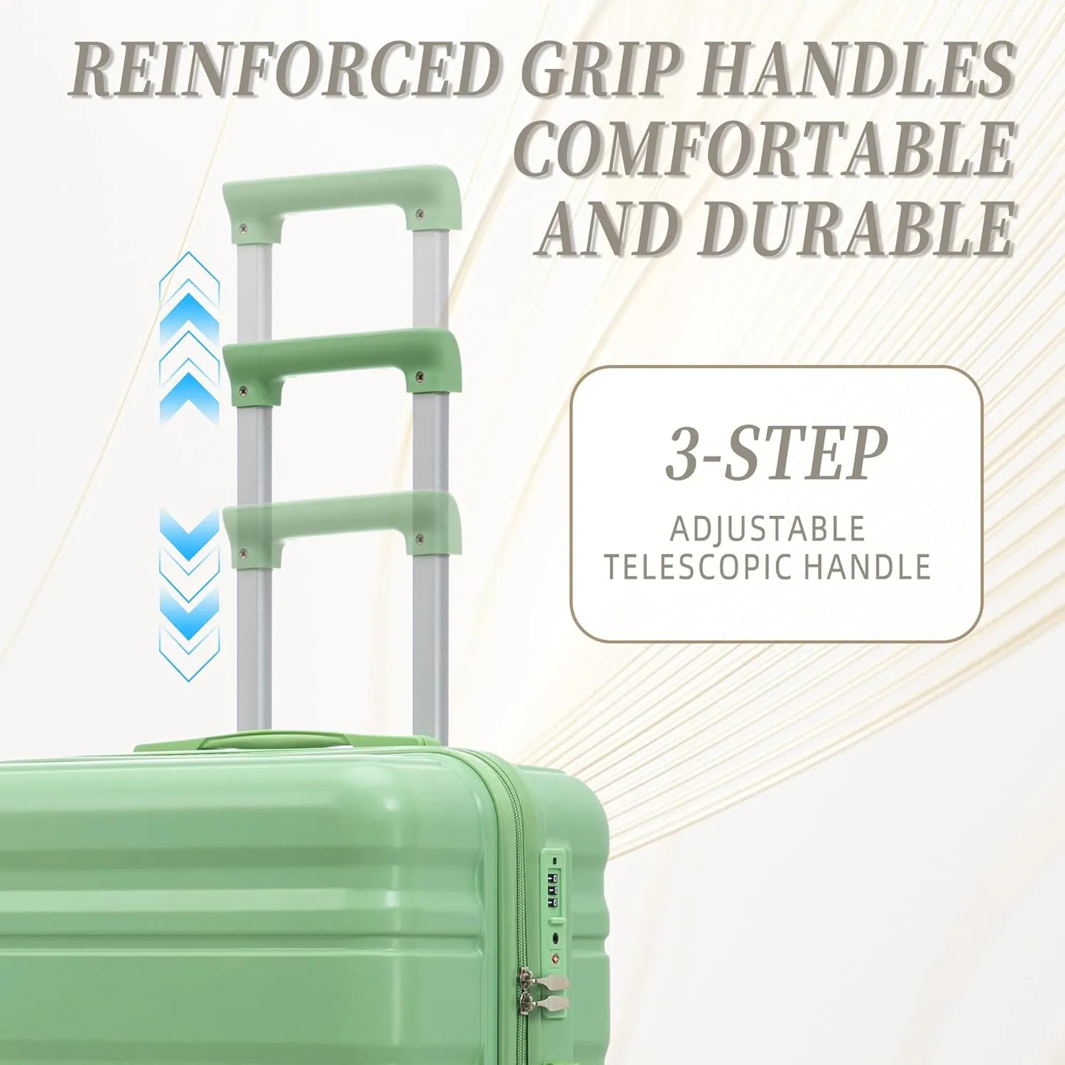 Merax 3 Piece ABS Hardshell Suitcase Set – Lightweight, Tough & Scratch-Resistant, Green Horizontal Stripe, 20/24/28 Inch