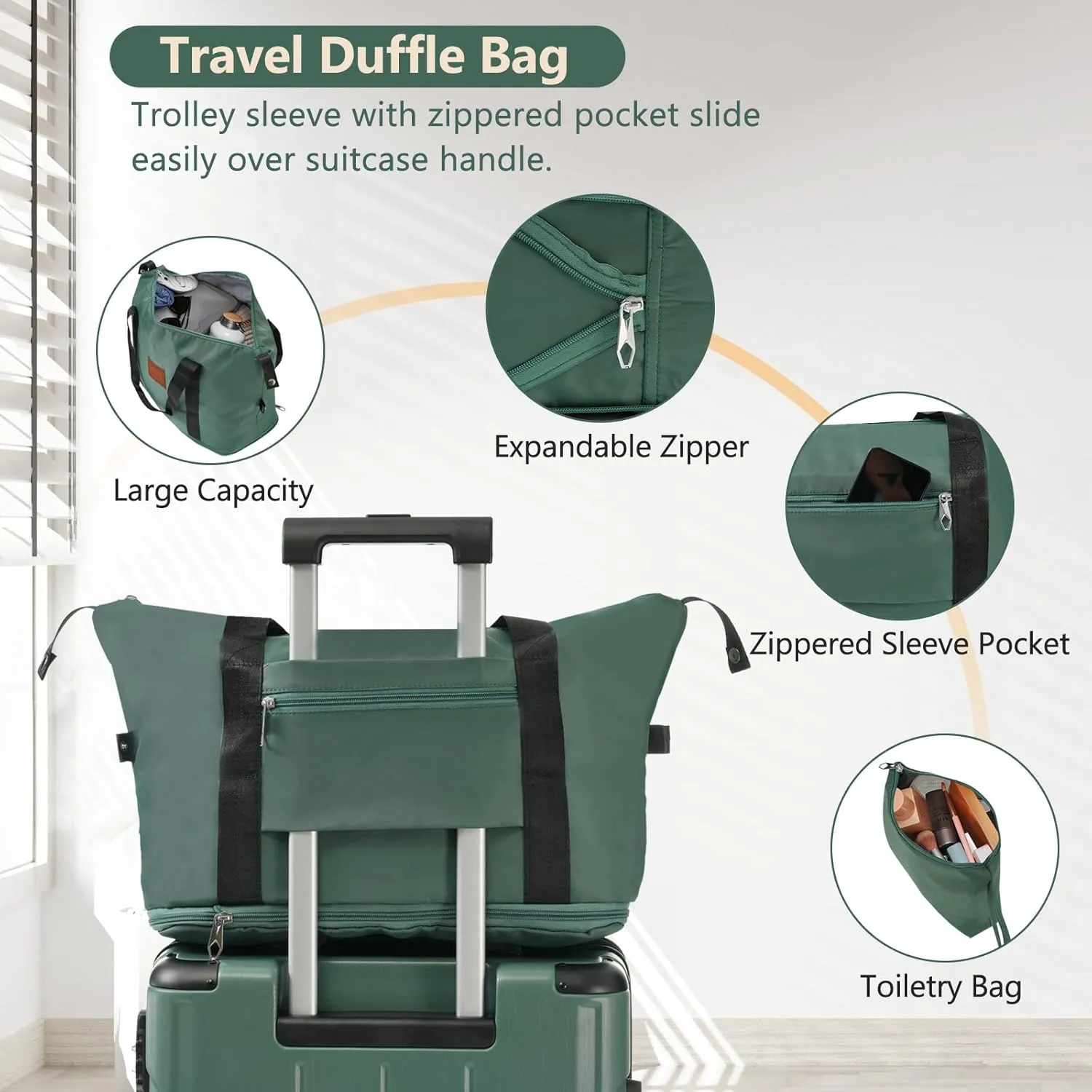 Merax Hardshell Luggage Sets 3 Piece Set 20" Carry-on ABS Suitcase Double Spinner Wheels with TSA Lock Suitcase set Expandable Travel Bags for Men and Women (Green, 3 Peice)