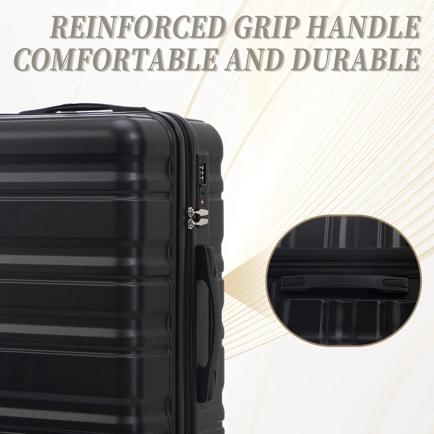 Merax Suitcase Sets ABS Hardshell Carry On Luggag, Jet Black, 20/24/28 in