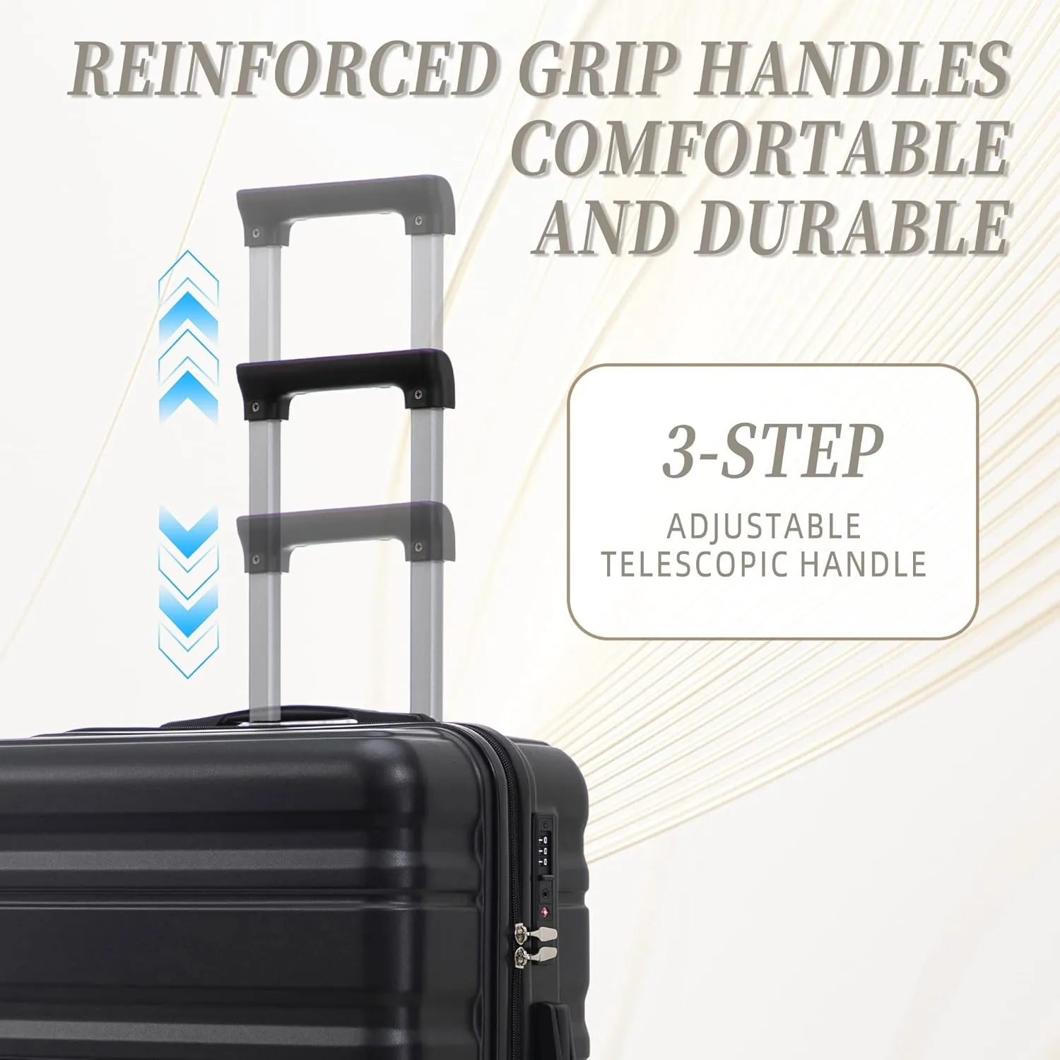 Merax Suitcase Sets ABS Hardshell Carry On Luggag, Jet Black, 20/24/28 in