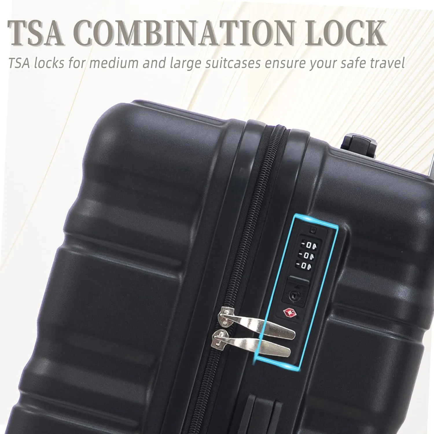 Merax Suitcase Sets ABS Hardshell Carry On Luggag, Jet Black, 20/24/28 in