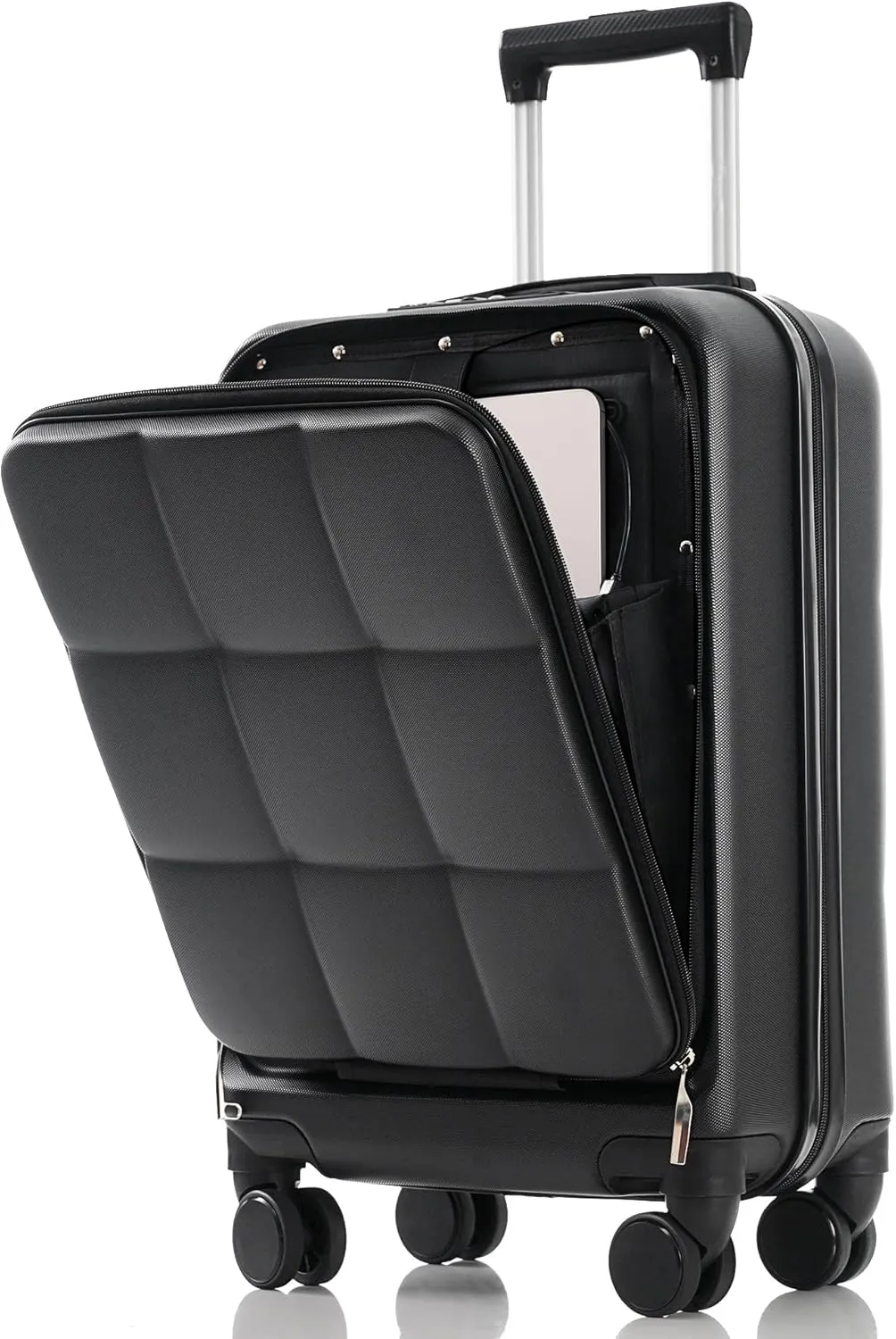 Merax Suitcase Sets ABS Hardshell Carry On Luggag, Jet Black, 20/24/28 in