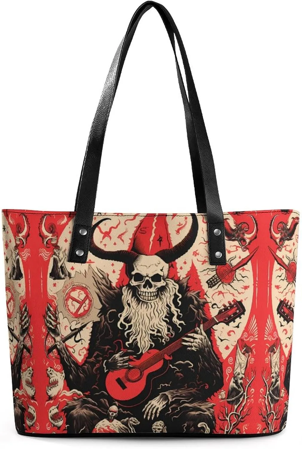 Merry Krampus Goat Tote Bag Ladies Leather Handbags Large Western Purse Shoulder Bag