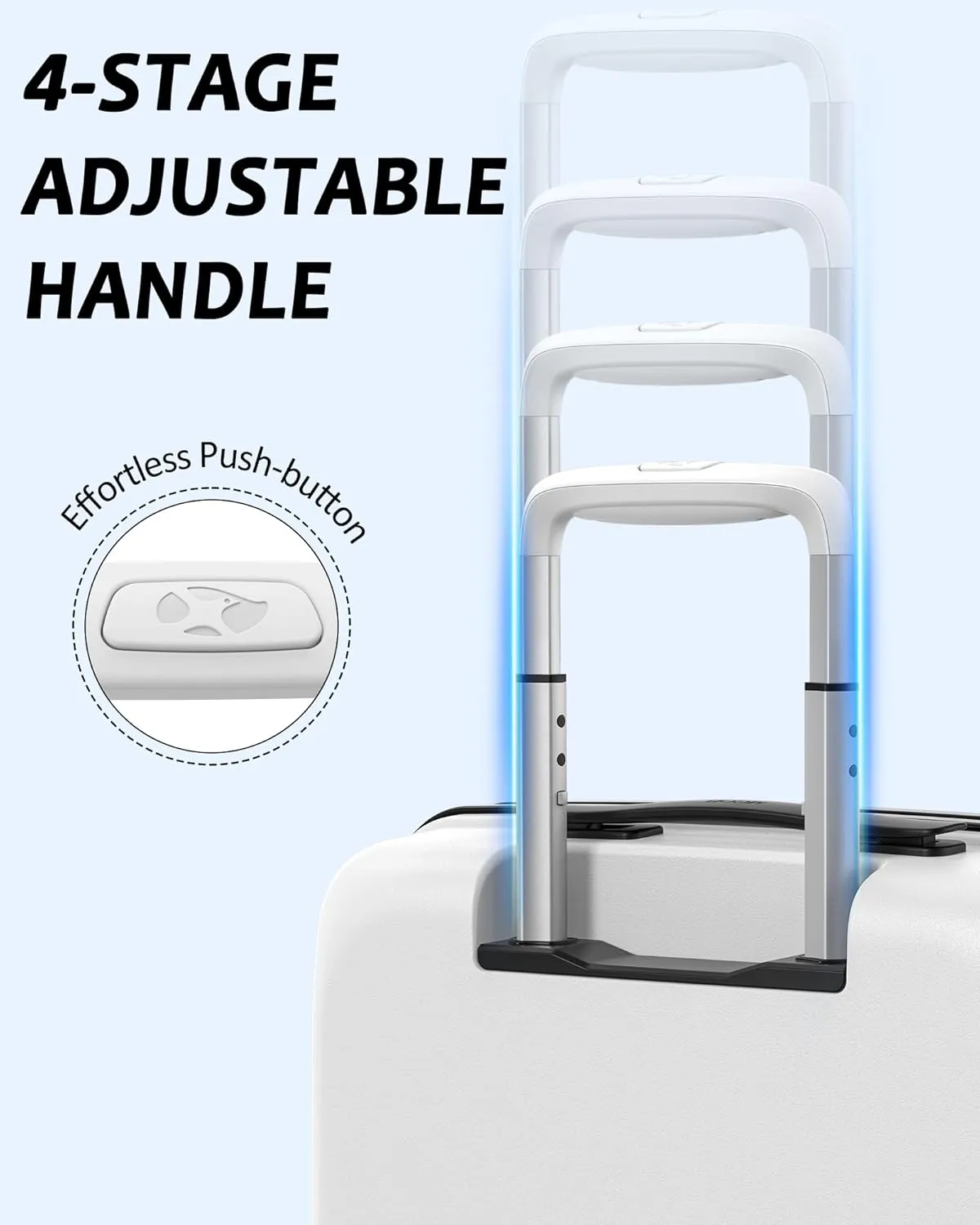 MGB 20 Inch PP Carry-on Luggage with Spinner Wheels and TSA Lock, Airline Approved Lightweight Hardside Suitcase for Travel, Hard Shell Suitcase for Men Women, 20", White