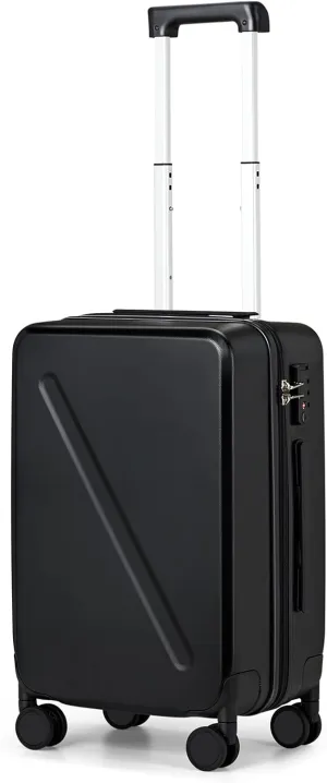 MILADA 20 Inch Carry On Luggage 22x14x9 Airline Approved with Wheels Lightweight HardShell Suitcases Bag Rolling Luggage for Travel, Black