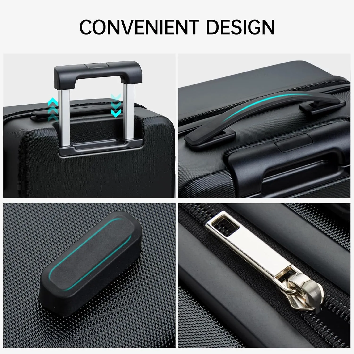 MILADA 20 Inch Carry On Luggage 22x14x9 Airline Approved with Wheels Lightweight HardShell Suitcases Bag Rolling Luggage for Travel, Black