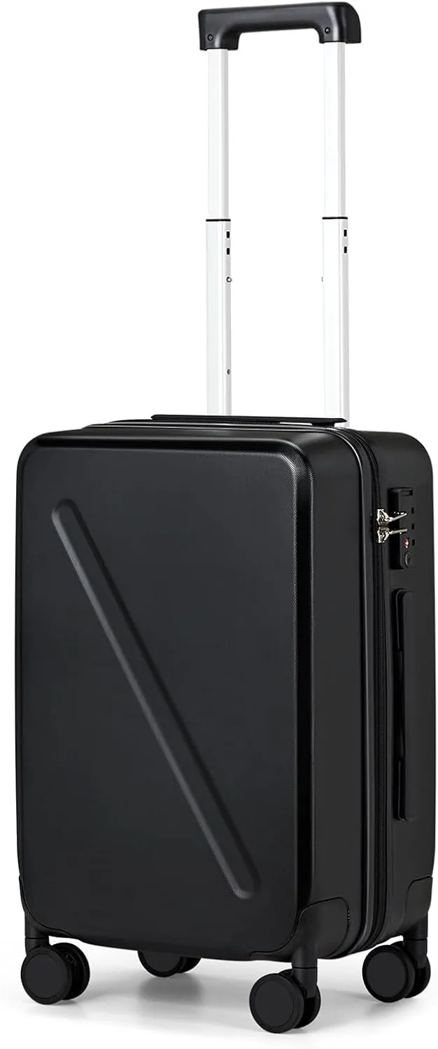 MILADA 20 Inch Carry On Luggage 22x14x9 Airline Approved with Wheels Lightweight HardShell Suitcases Bag Rolling Luggage for Travel, Black