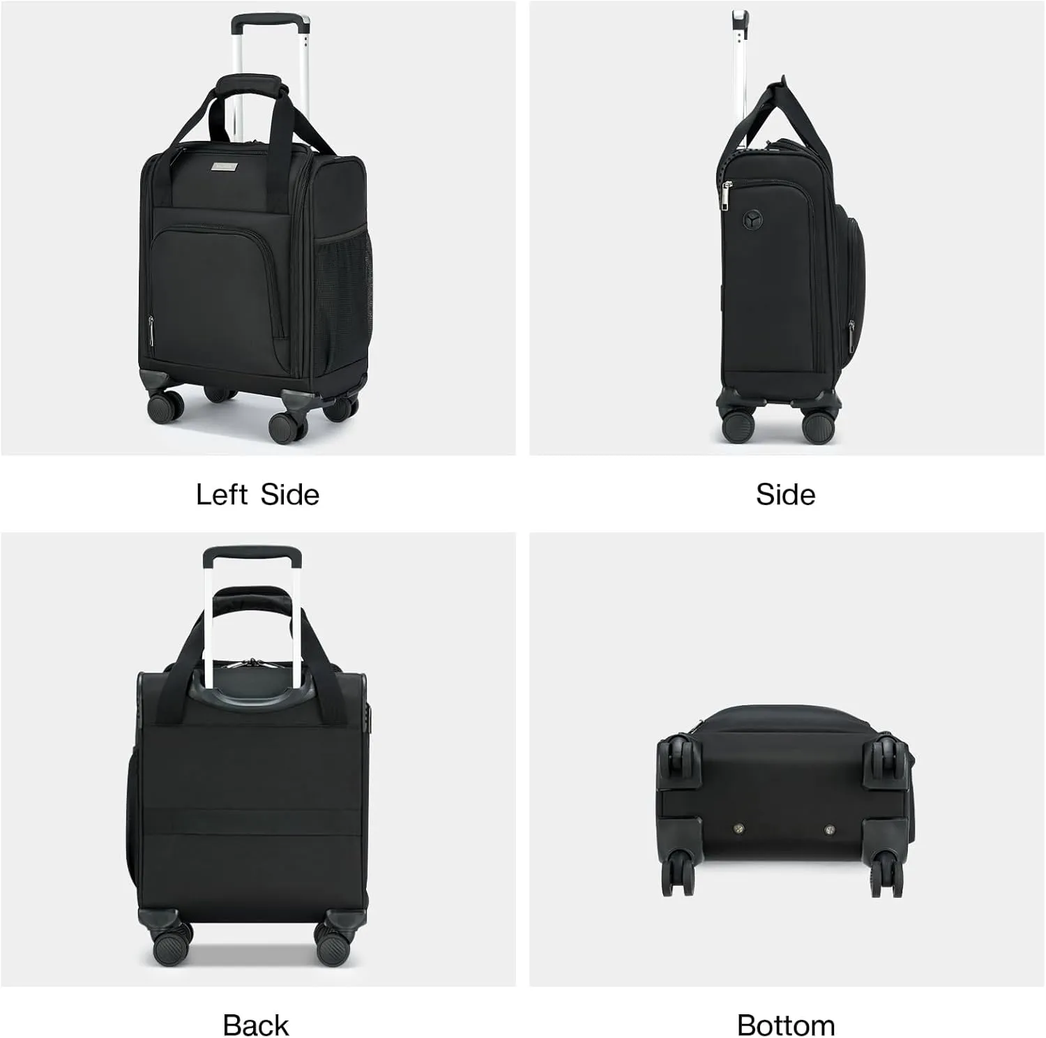 MILADA Carry On Luggage Airline Approved 16 Inch Underseat Small Suitcases with Wheels Softside Travel Luggage Carry On Mini Suitcase for Men Women Short Business and Travel,Black