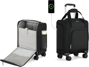 MILADA Carry On Luggage Airline Approved 16 Inch Underseat Small Suitcases with Wheels Softside Travel Luggage Carry On Mini Suitcase for Men Women Short Business and Travel,Black