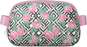 Mini Belt Bag for Men Women Tropical Leaf Floral Waist Packs Crossbody Bags Adjustable Strap for Hiking Cycling Sports