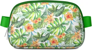 Mini Belt Bag for Men Women Tropical Leaf Floral Waist Packs Crossbody Bags Adjustable Strap for Hiking Cycling Sports