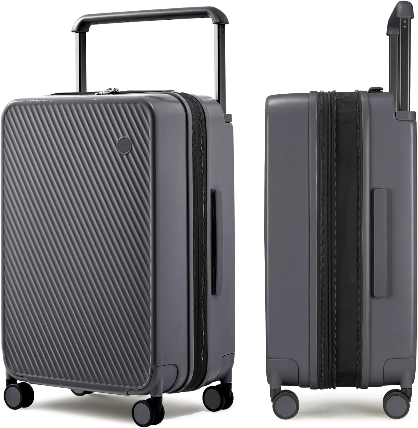 mixi Large Capacity Expandable Luggage Suitcases With Spinner Wheels,Upgrade Wide Handle PC Hardshell Rolling Travel Suitcase with TSA Lock, Checked-Medium 24-Inch, Rock Gray