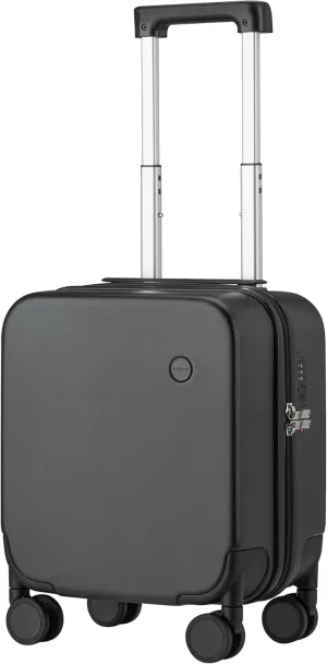 mixi Upgrade Carry on Luggage 14 Inch Underseat Personal Item Suitcases with Spinner Wheels, Hardside Rolling Suitcase PC with TSA Lock Lightweight Travel Case, Fine Grid Black