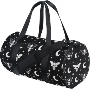 MNSRUU Sports Duffel Bags, Gothic Moth Moon Athletic Gym Bag Overnight Workout Travel Tote Luggage for Men Women Yoga