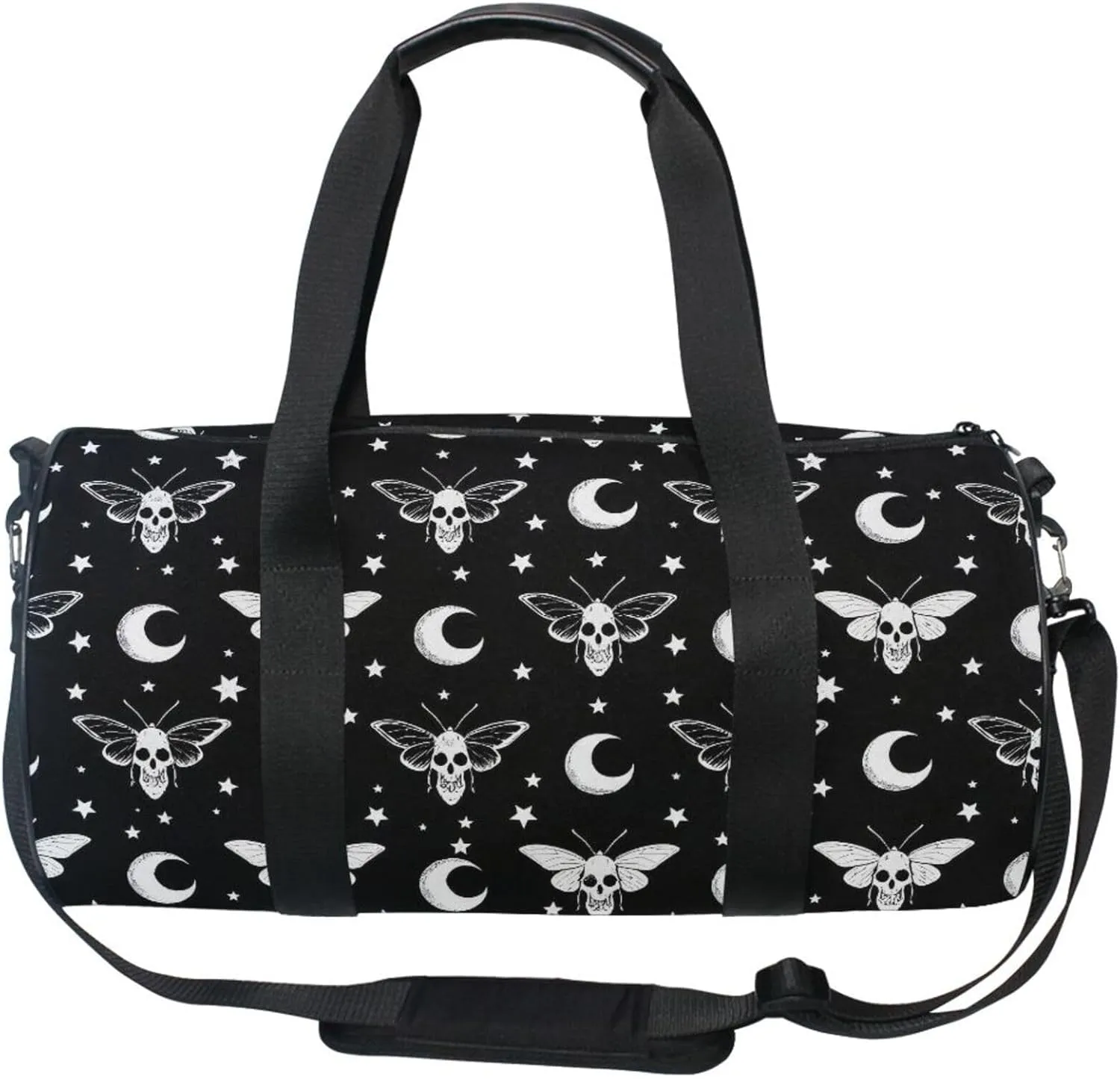 MNSRUU Sports Duffel Bags, Gothic Moth Moon Athletic Gym Bag Overnight Workout Travel Tote Luggage for Men Women Yoga