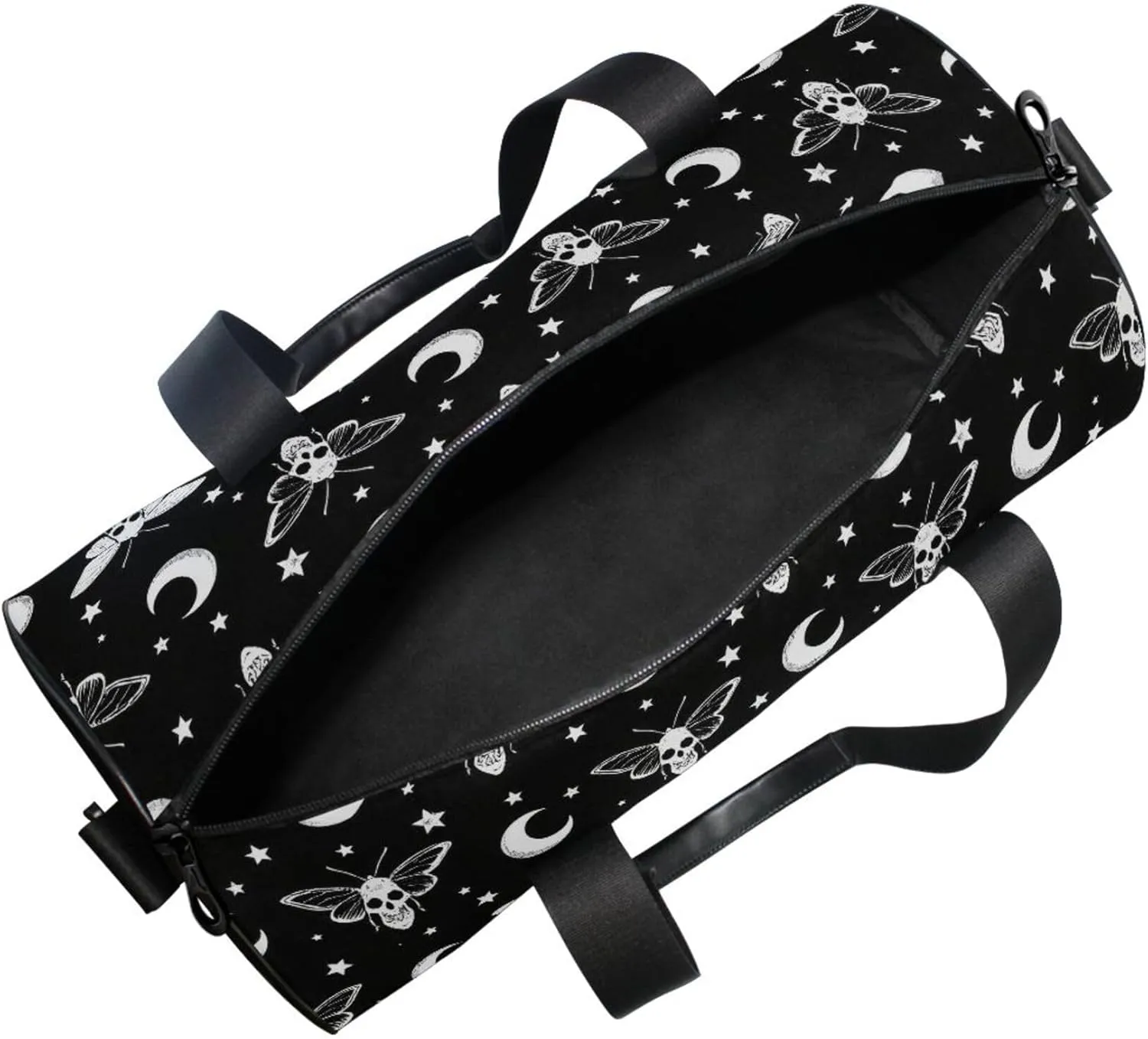 MNSRUU Sports Duffel Bags, Gothic Moth Moon Athletic Gym Bag Overnight Workout Travel Tote Luggage for Men Women Yoga