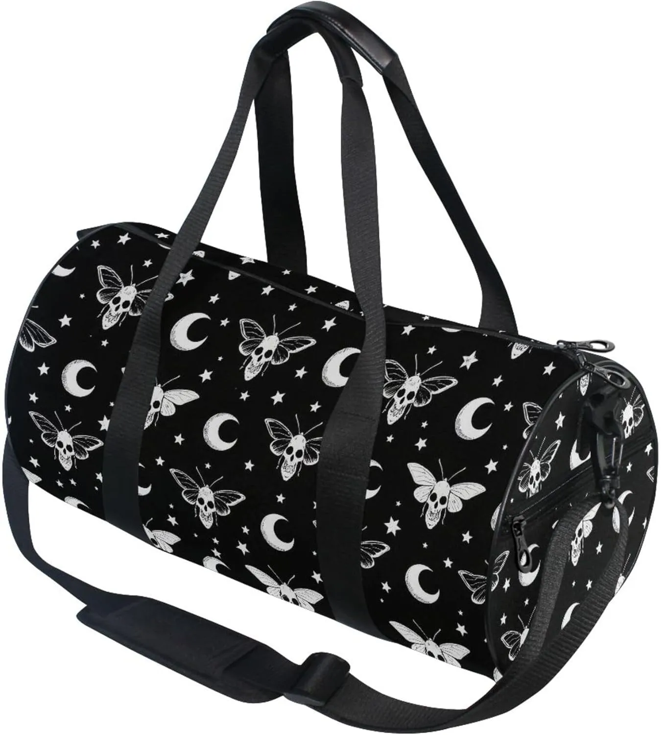 MNSRUU Sports Duffel Bags, Gothic Moth Moon Athletic Gym Bag Overnight Workout Travel Tote Luggage for Men Women Yoga