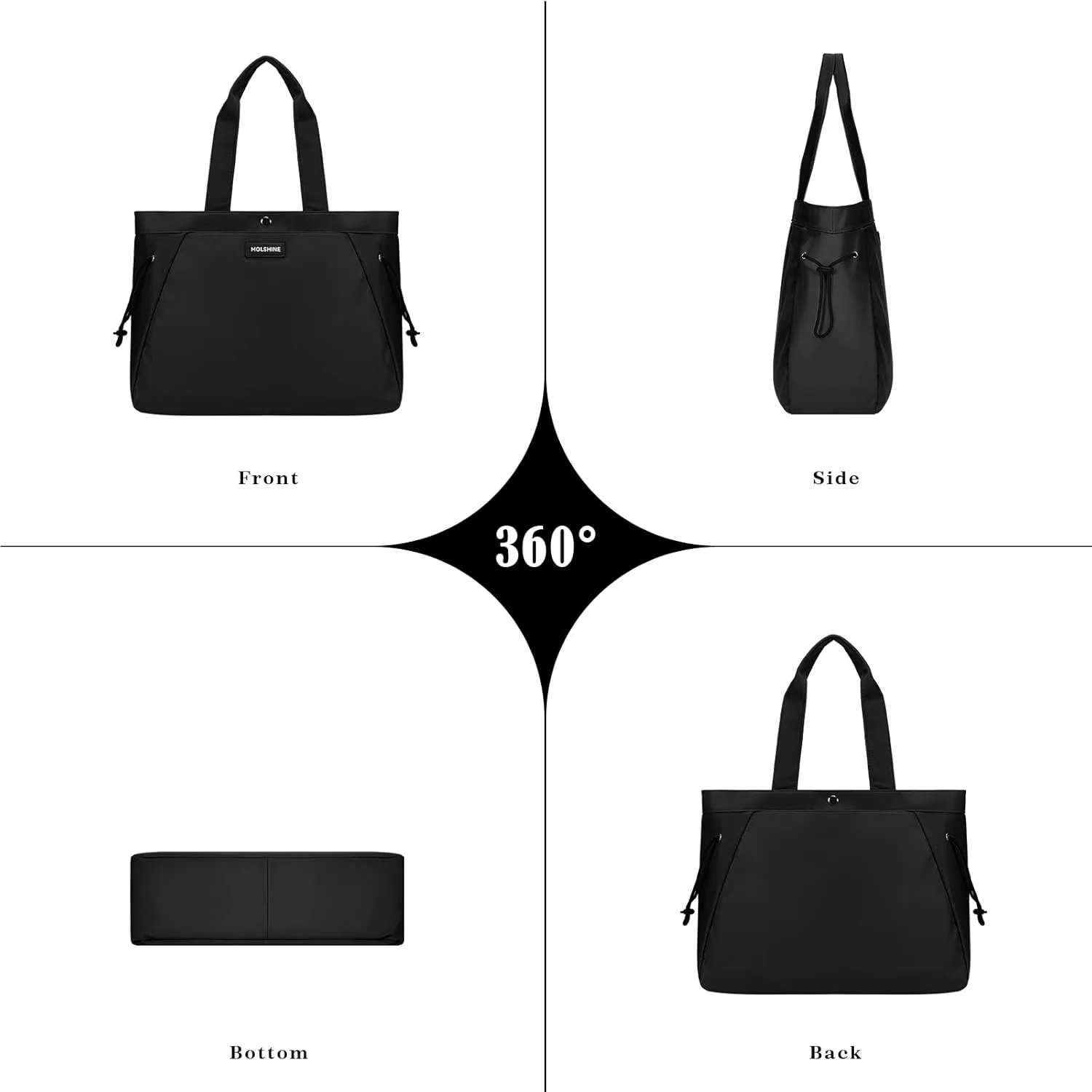 molshine Large Hobo Totes Handbag, Nylon Side Cinch Shopper Bags Shoulder Satchel for Workout Beach Travel Women Lady Model
