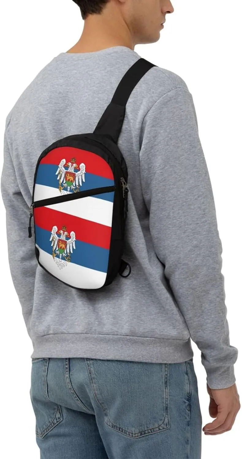 Montenegro Flag Packable Crossbody Bag Portable Sling Bags Foldable Travel Daypack Reusable Sports Shoulder Backpack Diagonally Chest Bag for Workout