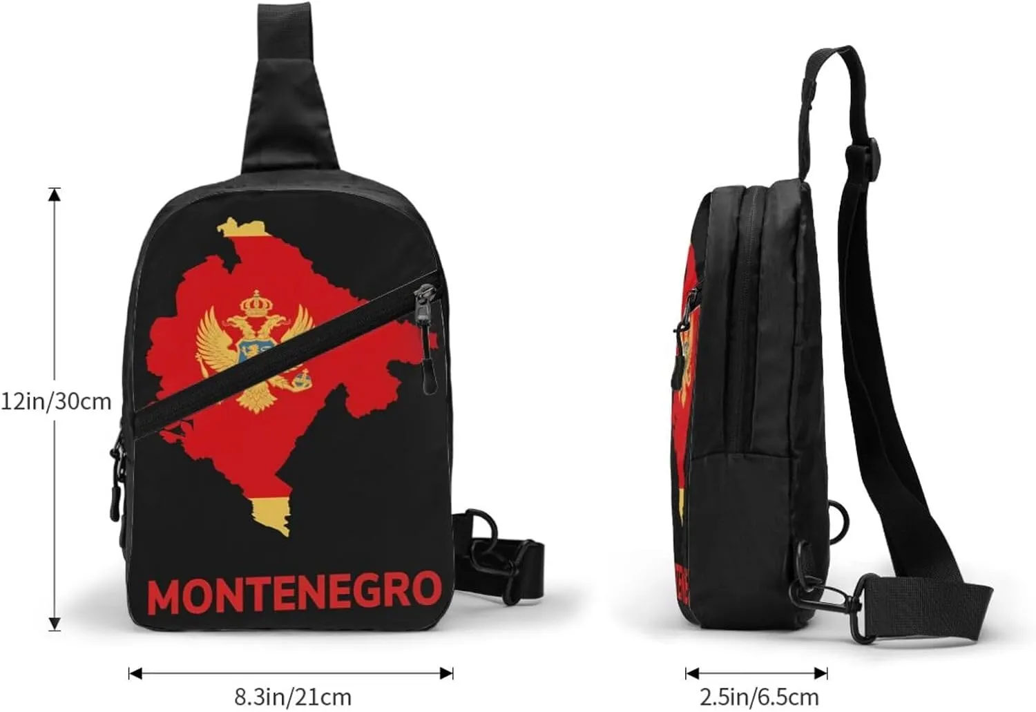 Montenegro Map Flag Packable Crossbody Bag Portable Sling Bags Foldable Travel Daypack Reusable Sports Shoulder Backpack Diagonally Chest Bag for Workout