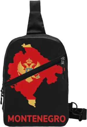 Montenegro Map Flag Packable Crossbody Bag Portable Sling Bags Foldable Travel Daypack Reusable Sports Shoulder Backpack Diagonally Chest Bag for Workout
