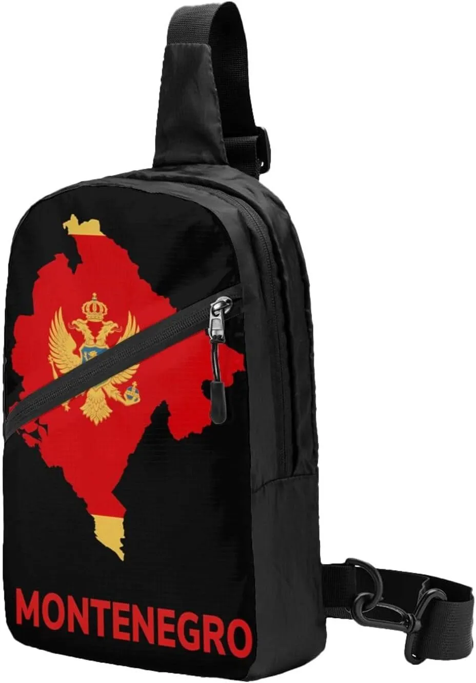 Montenegro Map Flag Packable Crossbody Bag Portable Sling Bags Foldable Travel Daypack Reusable Sports Shoulder Backpack Diagonally Chest Bag for Workout