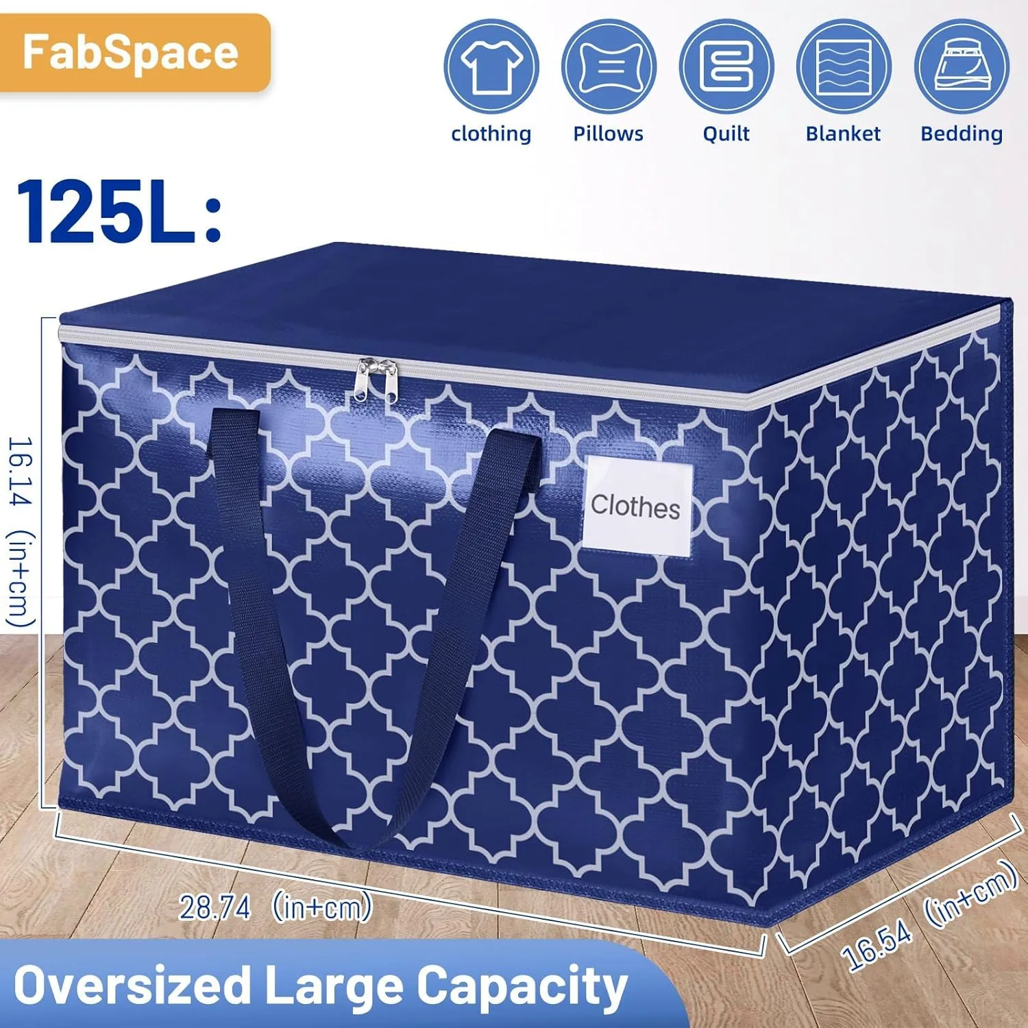 Moving Bags, Extra Large Moving Supplies, Heavy Duty Storage Bags, Packing Bags with Reinforced Zippers & Handles, Collapsible Packing Boxes, Storage Totes for Moving, Packing, 125L, 10 Packs