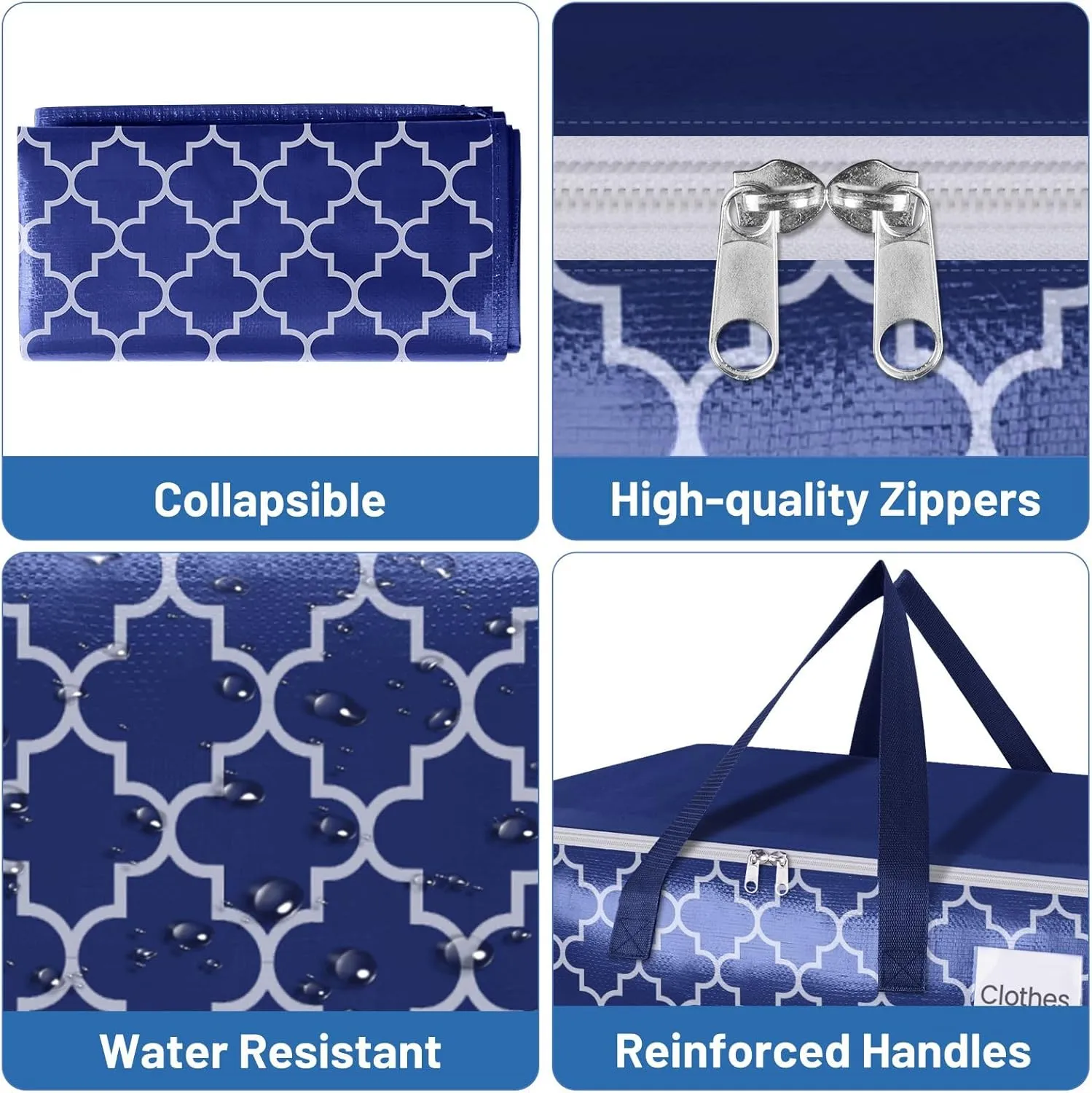 Moving Bags, Extra Large Moving Supplies, Heavy Duty Storage Bags, Packing Bags with Reinforced Zippers & Handles, Collapsible Packing Boxes, Storage Totes for Moving, Packing, 125L, 10 Packs