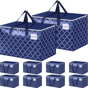 Moving Bags, Extra Large Moving Supplies, Heavy Duty Storage Bags, Packing Bags with Reinforced Zippers & Handles, Collapsible Packing Boxes, Storage Totes for Moving, Packing, 125L, 10 Packs