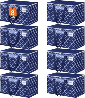 Moving Bags, Extra Large Moving Supplies, Heavy Duty Storage Bags, Packing Bags with Reinforced Zippers & Handles, Collapsible Packing Boxes, Storage Totes for Moving, Packing, 88L, 8 Packs