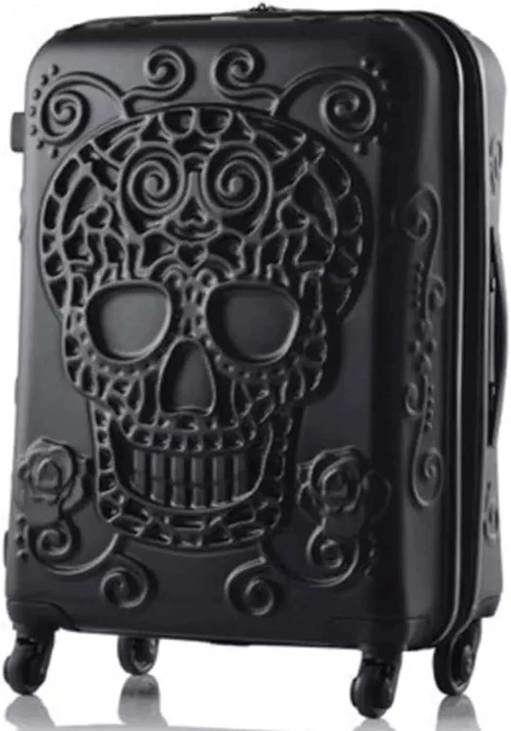 N/A 20" 24" 28" Inch Skull Travel Suitcase Spinner Rolling Luggage Trolley Bag for Traveling,Black,28"