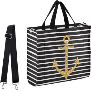 Naanle Chic Pattern Corduroy Satchel Tote Handle&Shoulder Bag for Men Women Work Weekender Travel Beach Shopping Gym